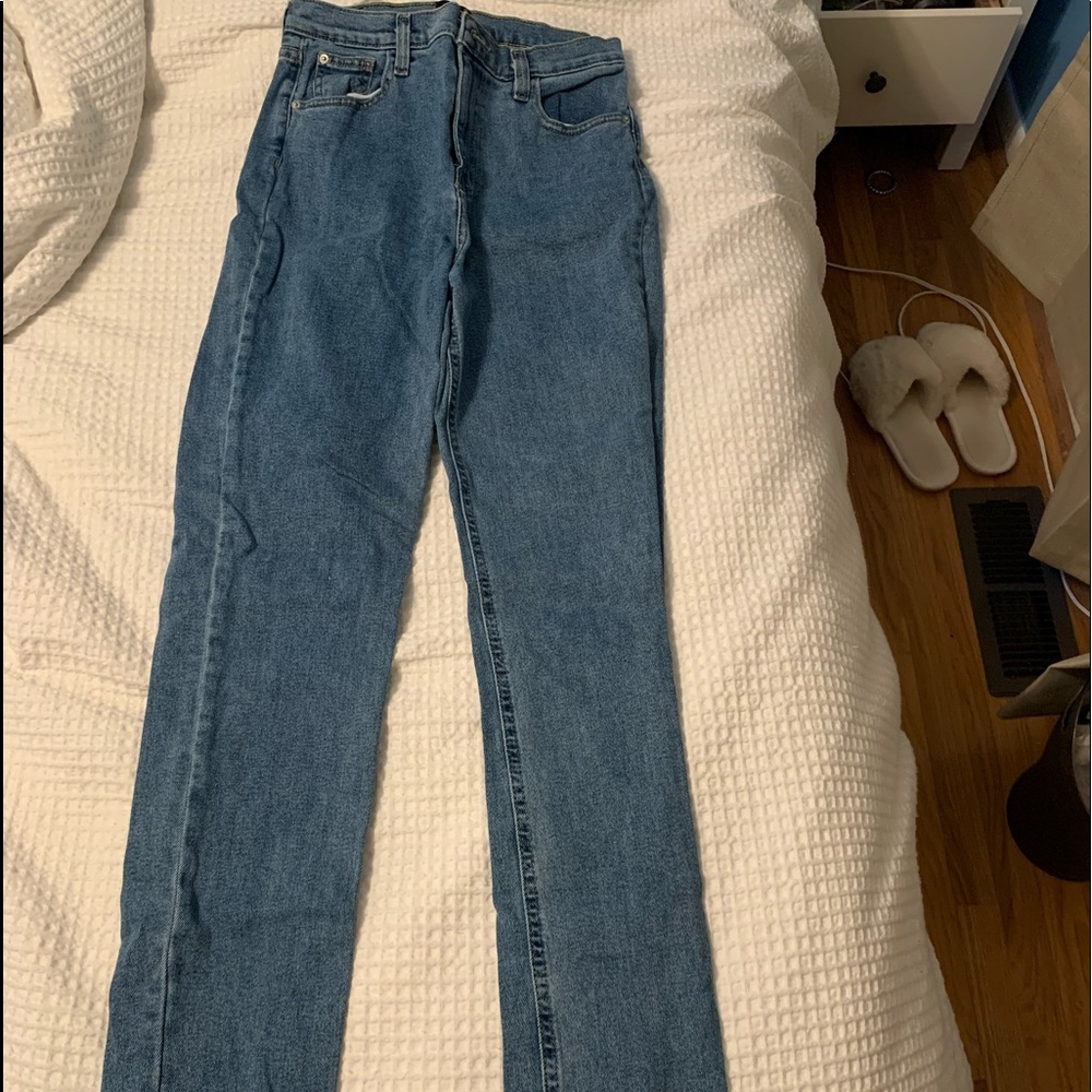Blue straight leg jeans